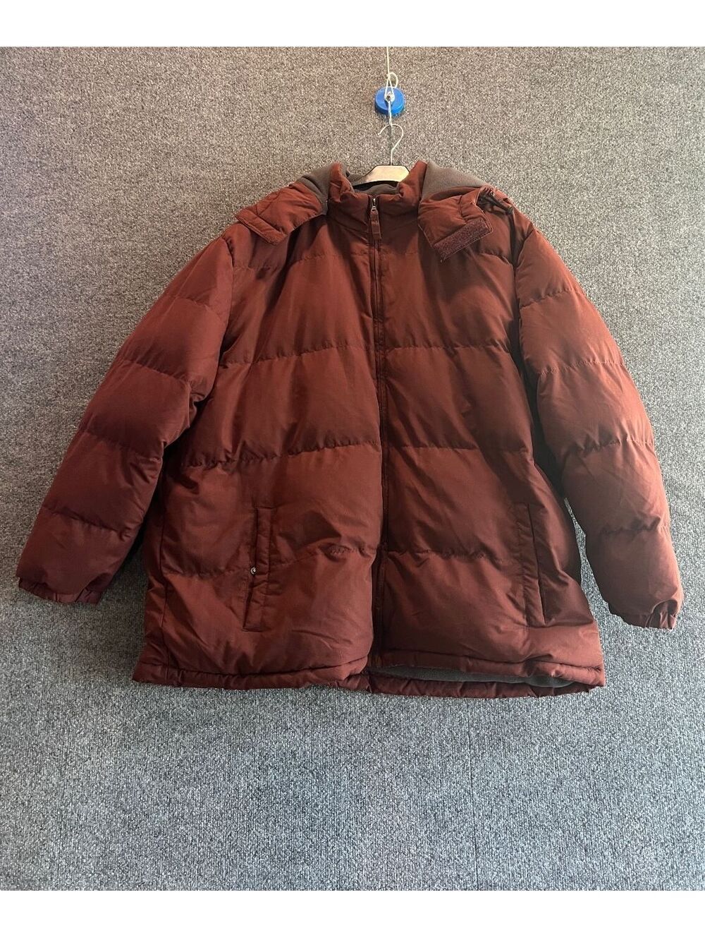 Foundry Men's 3XL Brown Puffer Jacket with Detachable Hood